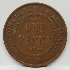 AUSTRALIA 1920 . ONE 1 PENNY . VARIETY . TOP DOT ONLY